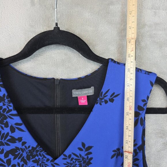Vince Camuto Dress Womens Small Blue Black Sleeveless Floral Fit Flare Stretch - Picture 6 of 10